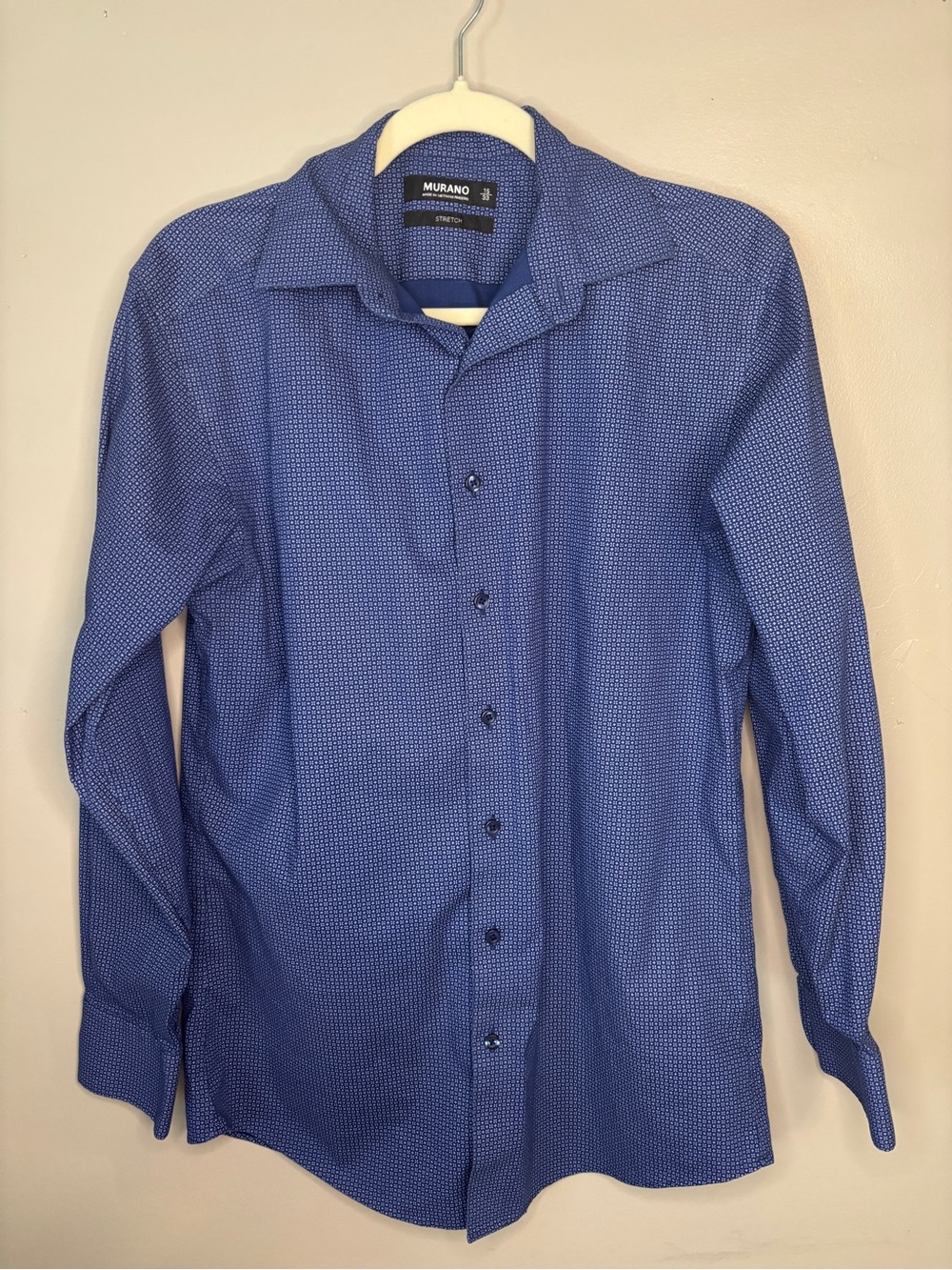 Murano Men's Blue Micro-Pattern Dress Shirt